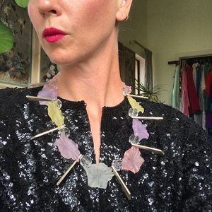 VTG floral lucite and beaded necklace